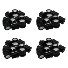 0Degree Bass Guitar Amp Knobs Buttons D-Type Shaft Potentiometer Pots Knobs, Black Cap Silver Top, Pack of 48