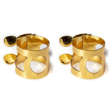 2X Alto Sax Ligature Fastener Double Screws Brass Ligature for Saxophone Mouthpiece,Gold