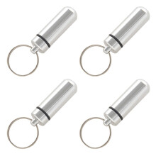 4X Aluminium Legierung Wasserdicht Luftdicht Fob Pille Fall Box Halter mit Schluesselanhaenger