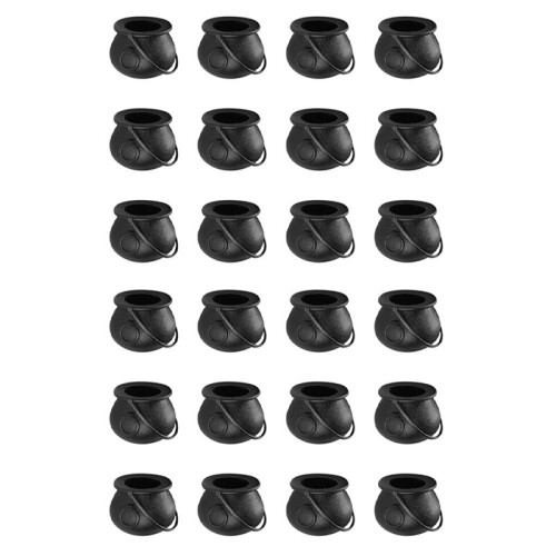 24Pcs  Black Cauldron with Handle Halloween  Witch Cauldron Halloween Pot Candy Holder for Halloween