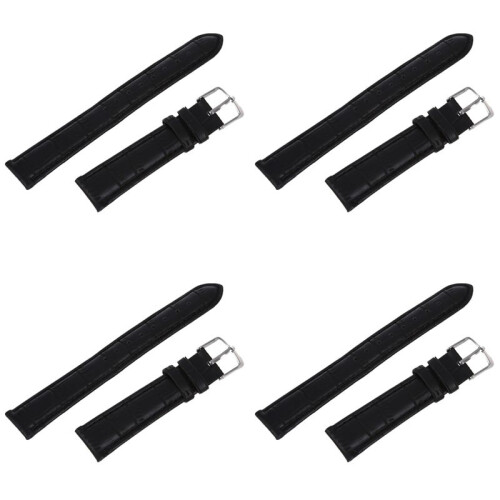 4st 18 mm Klocka Armband Svart PU Läder Legering Spänne Klocka