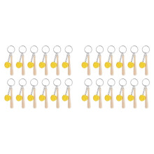 24 Stks Houten Honkbalknuppel met Honkbal Sleutelhanger Softbal Sleutelhanger Sport Sleutelhanger voor Team Geschenken