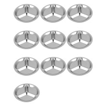 10X Stainless DiamÈTre 24Cm de Plat de Dîner de Casse-Croûte DivisÉ par Acier Rond de 3 Sections
