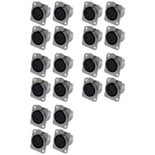 XLR Female Jack 3 Pin - Panel Mount Jacks D Series Size XLR-F - 20 PACK