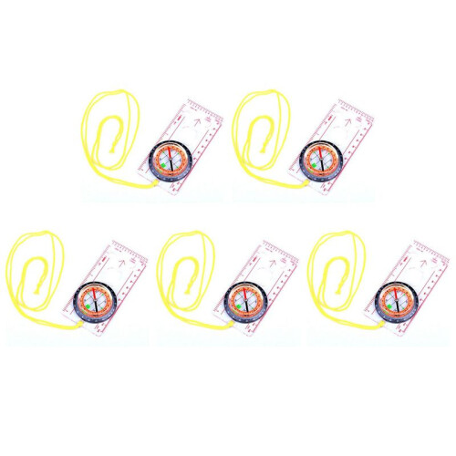 5X Baseplate Ruler Compass Map Scale Magnifier with Strap Camping Hiking OCOMP7198