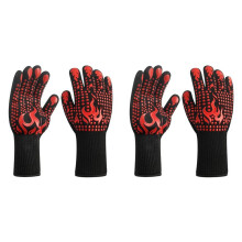 4X Anti-Slip Heat-Resistant Barbecue Oven Gloves Fireproof Kitchen Cooking Gloves for High Temperatures to 80