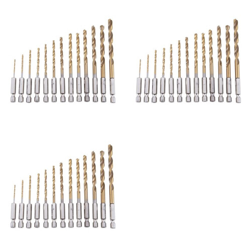 39Pc HSS Titanium Coated Drill Bit Set with 1/4inch Hex Shank