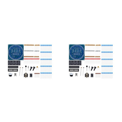 2X Electronic Digital Clock Kit C51 Microcontroller Learning Board DS1302 Rotating LED Display Module DIY