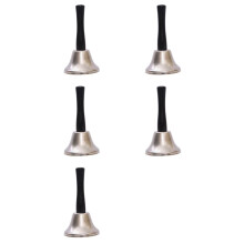 5X Gold Steel Hand Bell Loud Call Bell Alarm, Family Loves, Musical Hand Bells, Cow Bells with Stick Grip-B