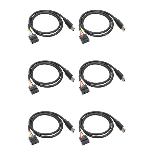 6Pcs USB 9Pin to USB Type C Cable for Computer Motherboard to USBC Secondary Screen PC LCD Screen 9Pin USB Cable Adapter