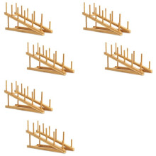 6 PCS Prateleira de Madeira Prato de Bambu Suporte de Tampa de Panela, Prateleira de Secagem de Prato Organizador de Armário de Cozinha para Prato de