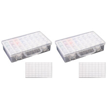 2X 32 Grids Diamond Painting Drill Storage Containers, Diamond Organizer Case Embroidery Beads Storage Box with Label