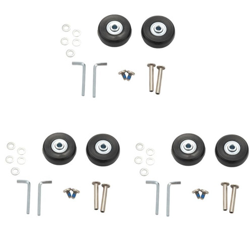 6set 45x19mm Luggage Suitcase / Inline Outdoor Skate Replacement Wheels Black