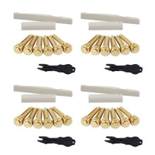 4 Set Acoustic Guitar String End Nut Bridge Saddle Abalone Pins Replacements Set (Brass Pins & Bone Saddle Nut)