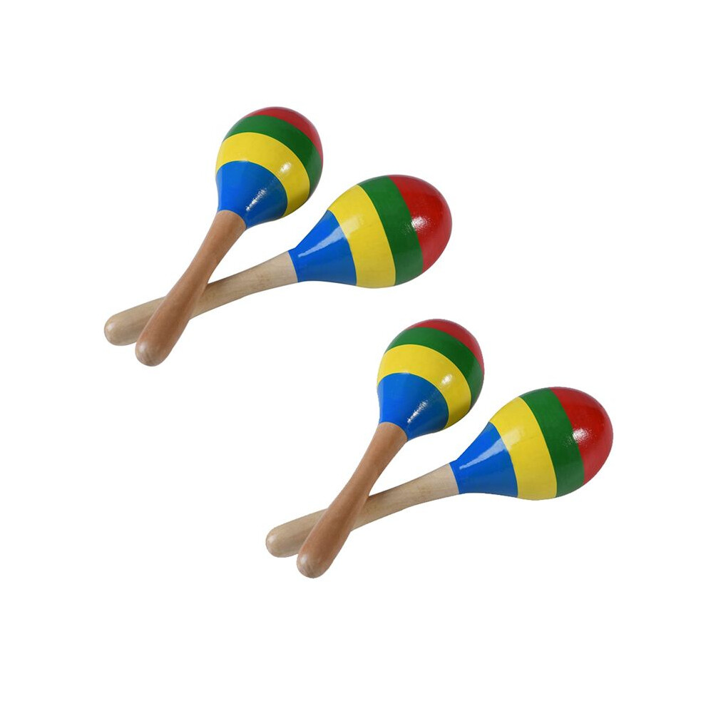 Maracas Hand Percussion Rattles, Wooden Rumba Shaker Musical Instrument For Kids Adults, Set Of 4 6033705673501