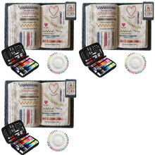 3X DIY-Stichbuch, Stickbuch zum Selbermachen, Stick-Bastelgeschenk, mit 24-Bündel-Stickgarn-Set, 86 Schnittmustern