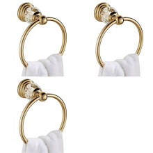 3X Crystal Gold Towel Ring, Gold Bathroom Towel Holder Ring,Hand Towel Ring for Bathroom Wall Mounted Bathroom Accessory
