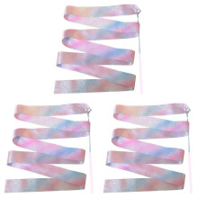 3pcs 2M Flashing Star Gym Ribbons Dance Ribbon Rhythmic Art Gymnastics Ballet Streamer Twirling Rod Rainbow Stick