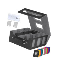 Elegant Card Storage Box Safely Holds 12 Card Portable-grey