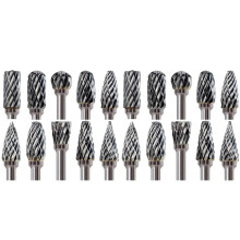20pcs Tungsten Carbide Grinding Bit Set for Precision Deburring & Polishing - Dual-Cut, Rotary Tool Compatible