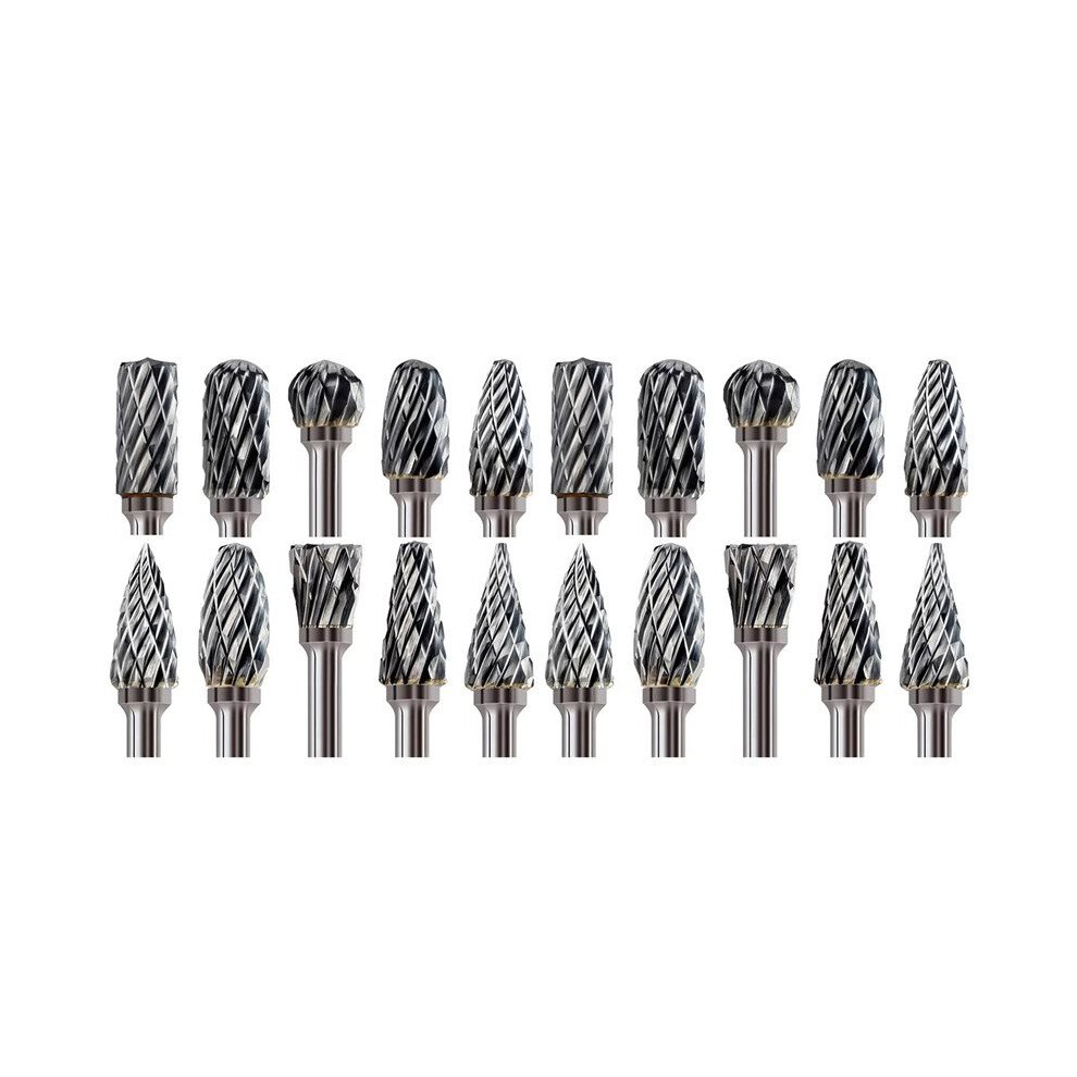 20Pcs Tungsten Carbide Grinding Bit Set For Precision Deburring & Polishing - Dual-Cut, Rotary Tool Compatible 6031947243681