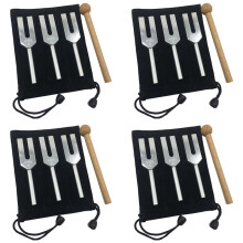 12x Engel-Stimmgabel-Set - 4096 Hz, 4160 Hz, 4225 Hz - Therapeutisches Instrumenten-Set mit Holzschlag und Aufbewahrungstasche