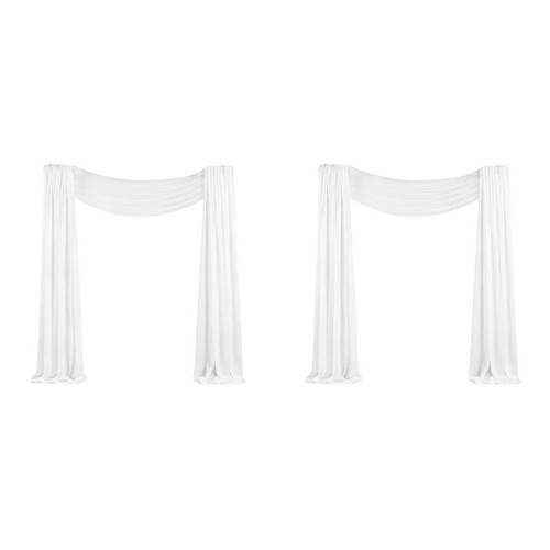 Tecido Drapeado em Arco de Casamento, 2 Painel, 29,5 Polegadas X 19,6 Pés, Cortina Branca de Chiffon Transparente para Cerimônia de Casamento