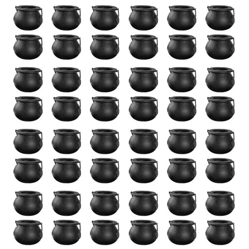 48Pcs  Black Cauldron with Handle Halloween  Witch Cauldron Halloween Pot Candy Holder for Halloween