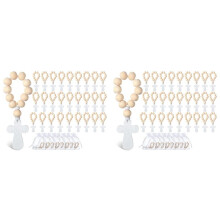 72Pcs Wooden Rosary Rosary Beads with White Mesh Bags for Baptism First Communion Confirmation Baby Shower Bridal Shower