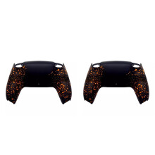 2X DIY Soft Touch Rear Bottom Shell for PS5 Joystick Game Controller Parts Non-Slip Back Housing Black Orange