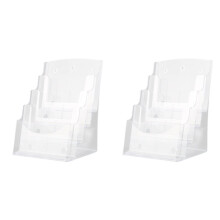 2X A5 Acrylic Brochure Display Stand Rack Flyer Holder Magazine Organizer