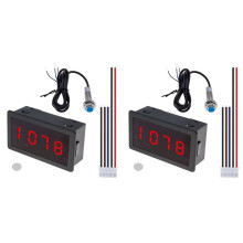 2X Drehzahlmesser, 4 Digitale LED-Anzeigen, Drehzahlmesser für Motoren, Hohe Präzision mit Hall-Näherungsschalter-Sensor
