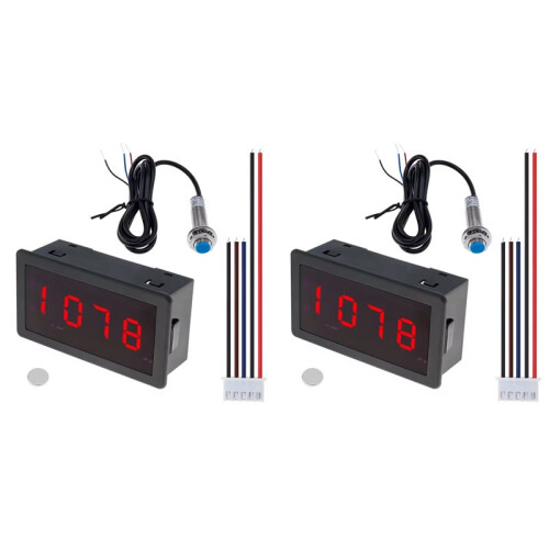 2X Varvtalsmätare med 4 Digitala LED-Displayer för Motor med Hög Precision och Hall-Närhetssensor