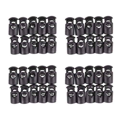 Diameter 8 mm Hole, Cord Cord Stopper Laces Snap Hook, Black, 40 Pcs
