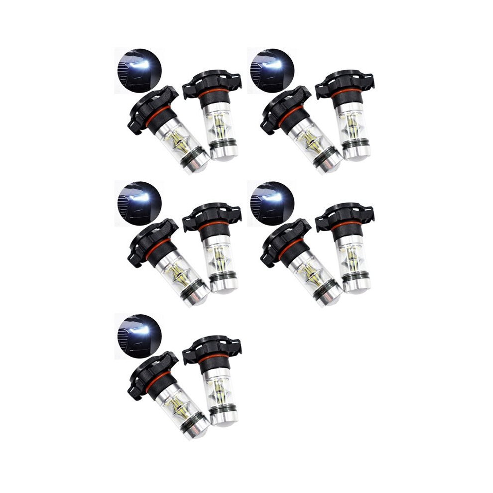 10X 5202 H16 Ps24w High Power 100W 6000K Super Led Fog Drl Lights Bulb White 6031406162171