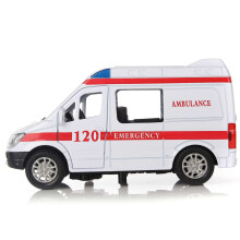 White Ambulance Vehicles Toys 1/32 Alloy Diecast Car Model with Light&Sound Gift for Kids