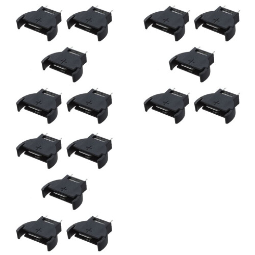 15 Pcs Black Plastic CR2032 Cell Button Lithium Battery Sockets Holder