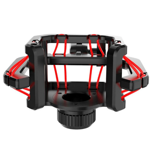 2X Microphone Shock Mount with Microphone Filter Windscreen Reduce Noise Anti Vibration Screen Stable Easy Install,Red 2
