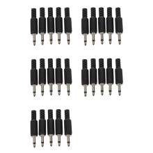 25 X Black Plastic 3.5mm Male Mono Plug Jack Audio Adapter Connector