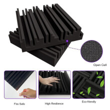 18Pcs Self-Adhesive Acoustic Foam Panels,12 X 12 X 2 Inches Sound Absorbing Foam,Recording Studio Sound Proof Foam Black