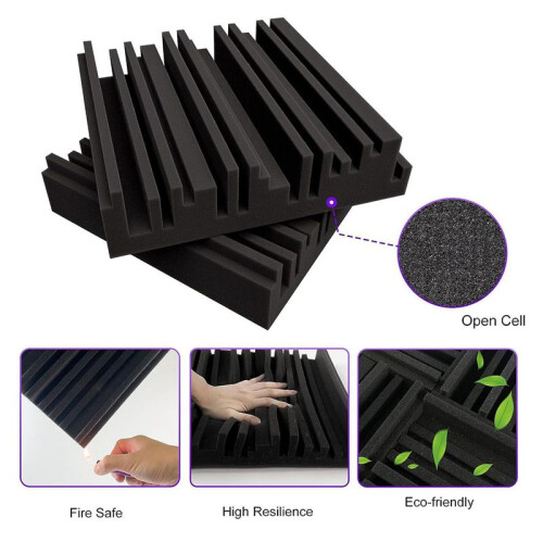 Painéis de Espuma Acústica Autoadesivos de 18 Unidades, Espuma Absorvente de Som de 12 X 12 X 2 Polegadas, Espuma À Prova de Som de Estúdio de
