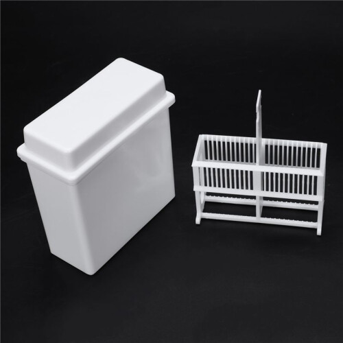 10X 2 in 1 White 24 Pieces Microscope Slides Staining Rack Dish Set 2