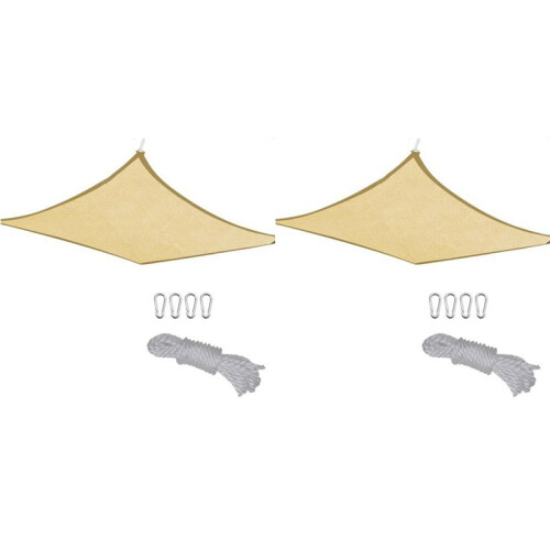 2 Set 2x2 Meter Rectangular Square Shade Sail Outdoor Window Shade Sail Breathable Extra Large Shade