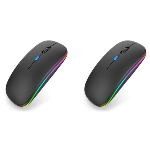 2X Wireless Optical Mouse with LED Backlight 1600 DPI RechargeableBluetooth & USB Type-Cfor WorkGamingand Study 1