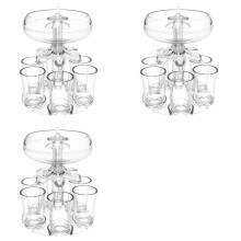 3X Party Drink Dispenser with 18 Shot Glasses Set - Acrylic Touchless Liquor Dispenser for Beverage Cider Cocktail