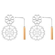 4X Achappam Mould Bunuelos Mould with Handle Rose Flower Cookies Bunuelos Tool Cast Waffle Mould Set for Kitchen Baking