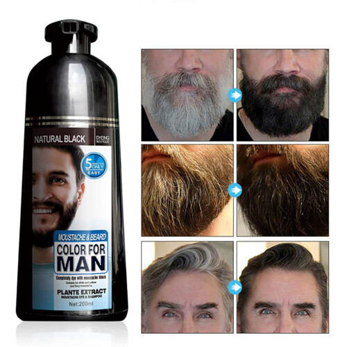 2X Permanent Bart Farbstoff Shampoo für Männer Bart Sterben Entfernung Weiß Grau Bart Haar Männer Bart Shampoo 200ML