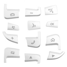 12Pcs Car Styling Steering Wheel Button Covers Trim Stickers for GLC X253 2015 2016 & C Class W205 2014 2015 Silver ABS