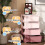 Homcom Four-Tier Kids Storage Boxes, Plastic Storage Units with Four Drawers, Pink 7