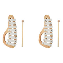 2X Hand Knock Xylophone Glockenspiel with Mallets 8 Tones Aluminum Sheet Wooden Musical Instrument Preschool